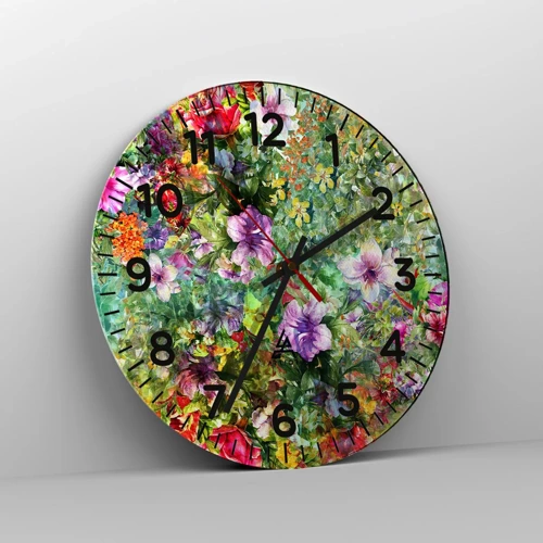 Orologio da parete - Orologio in Vetro - Perdersi nei fiori - 30x30 cm