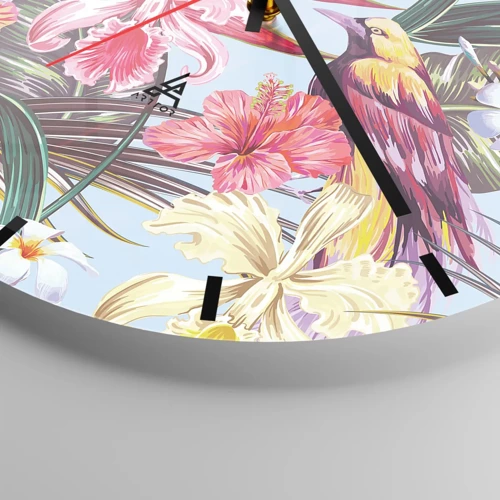 Orologio da parete - Orologio in Vetro - Petali e piume - 30x30 cm