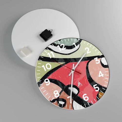 Orologio da parete - Orologio in Vetro - Piroette tra i colori - 40x40 cm
