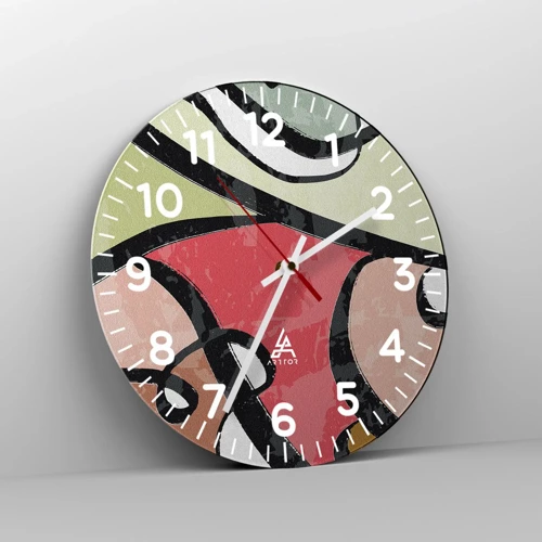 Orologio da parete - Orologio in Vetro - Piroette tra i colori - 40x40 cm