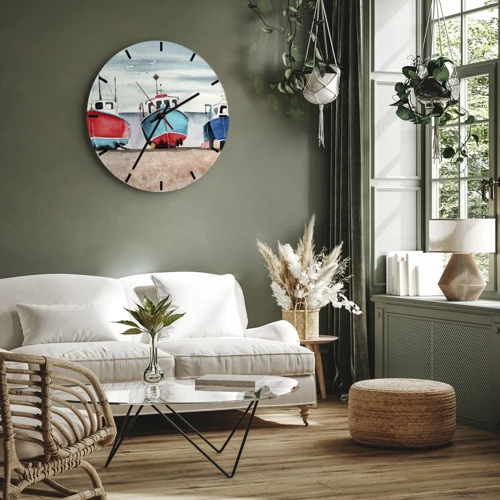 Orologio da parete - Orologio in Vetro - Pronte alla pesca - 30x30 cm