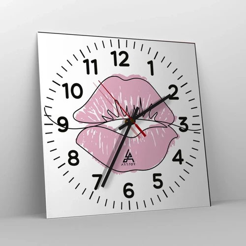 Orologio da parete - Orologio in Vetro - Pronti al bacio? - 30x30 cm