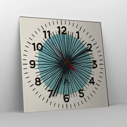 Orologio da parete - Orologio in Vetro - Radiosamente nel blu - 30x30 cm