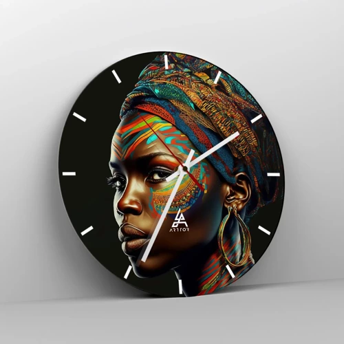 Orologio da parete - Orologio in Vetro - Regina africana - 30x30 cm