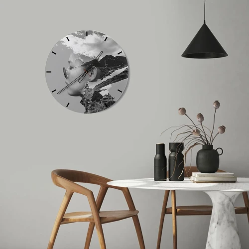 Orologio da parete - Orologio in Vetro - Ritratto montano nuvoloso - 30x30 cm