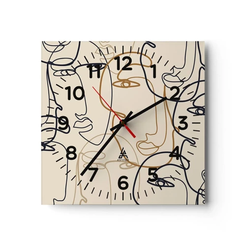 Orologio da parete - Orologio in Vetro - Ritratto multiplo - 40x40 cm
