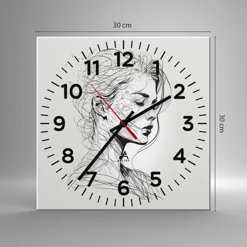 Orologio da parete - Orologio in Vetro - Ritratto pensieroso - 30x30 cm