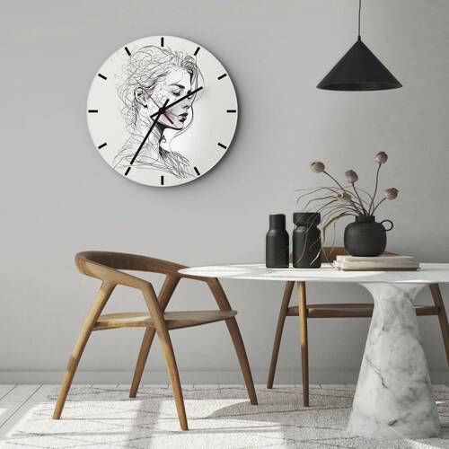 Orologio da parete - Orologio in Vetro - Ritratto pensieroso - 40x40 cm