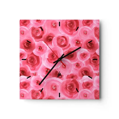 Orologio da parete - Orologio in Vetro - Rose in alto e in basso - 30x30 cm
