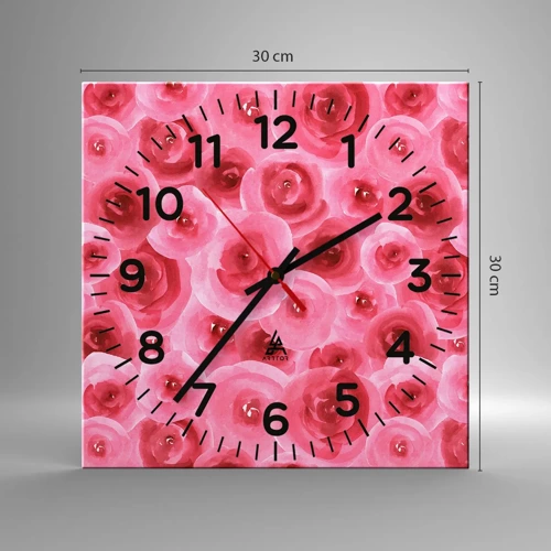 Orologio da parete - Orologio in Vetro - Rose in alto e in basso - 30x30 cm