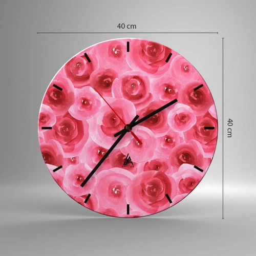 Orologio da parete - Orologio in Vetro - Rose in alto e in basso - 40x40 cm