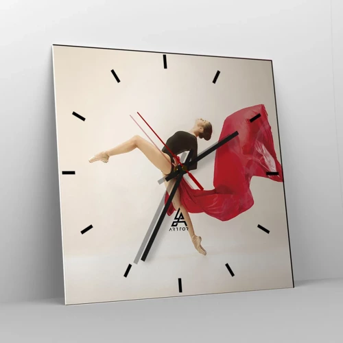 Orologio da parete - Orologio in Vetro - Rosso e nero - 40x40 cm