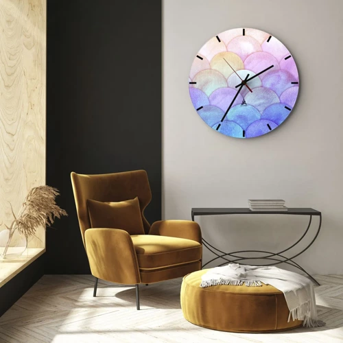 Orologio da parete - Orologio in Vetro - Scaglie perlate - 40x40 cm