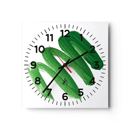 Orologio da parete - Orologio in Vetro - Scherzo verde - 30x30 cm