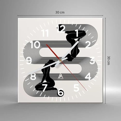 Orologio da parete - Orologio in Vetro - Simmetria sensuale - 30x30 cm