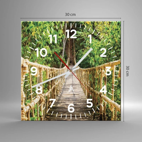 Orologio da parete - Orologio in Vetro - Sospeso nel verde - 30x30 cm