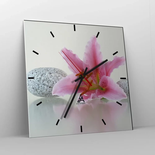 Orologio da parete - Orologio in Vetro - Studio in rosa, grigio e bianco - 40x40 cm