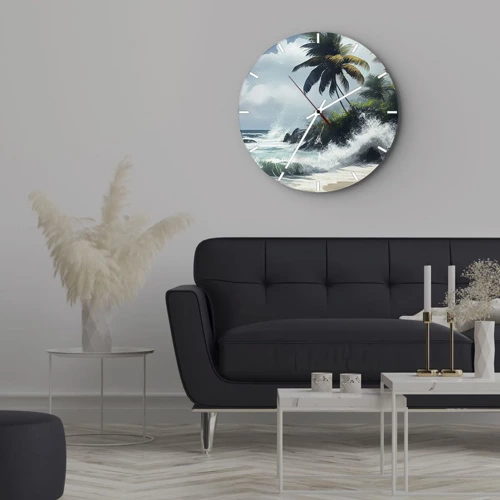 Orologio da parete - Orologio in Vetro - Sulla riva tropicale - 30x30 cm