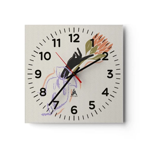 Orologio da parete - Orologio in Vetro - Tocco delicato - 30x30 cm