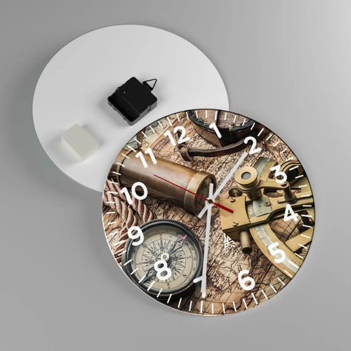 Orologio da parete - Orologio in Vetro - Traccia la rotta - 30x30 cm