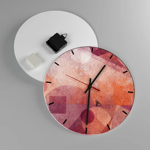Orologio da parete - Orologio in Vetro - Trasformazioni geometriche in rosa - 30x30 cm