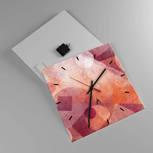 Orologio da parete - Orologio in Vetro - Trasformazioni geometriche in rosa - 40x40 cm