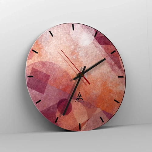 Orologio da parete - Orologio in Vetro - Trasformazioni geometriche in rosa - 40x40 cm