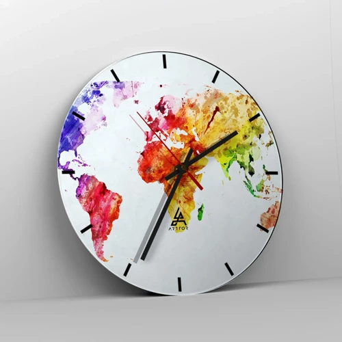 Orologio da parete - Orologio in Vetro - Tutti i colori del mondo - 40x40 cm