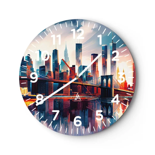 Orologio da parete - Orologio in Vetro - Una New York spettacolare - 30x30 cm