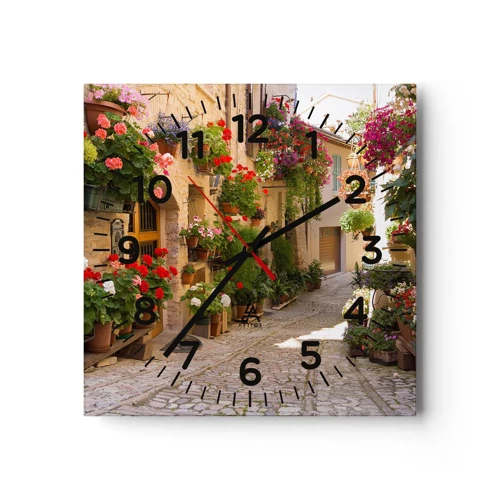 Orologio da parete - Orologio in Vetro - Un'esplosione di fiori - 30x30 cm