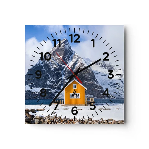 Orologio da parete - Orologio in Vetro - Vacanze scandinave - 40x40 cm