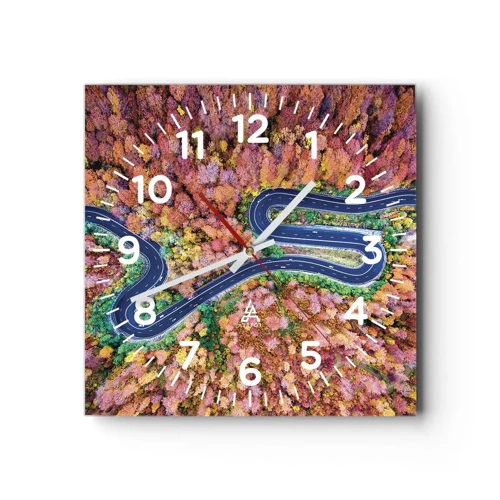 Orologio da parete - Orologio in Vetro - Via tortuosa attraverso il bosco - 40x40 cm