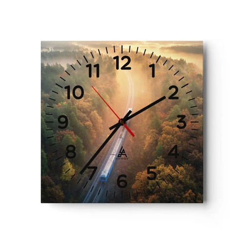 Orologio da parete - Orologio in Vetro - Viaggio autunnale - 40x40 cm