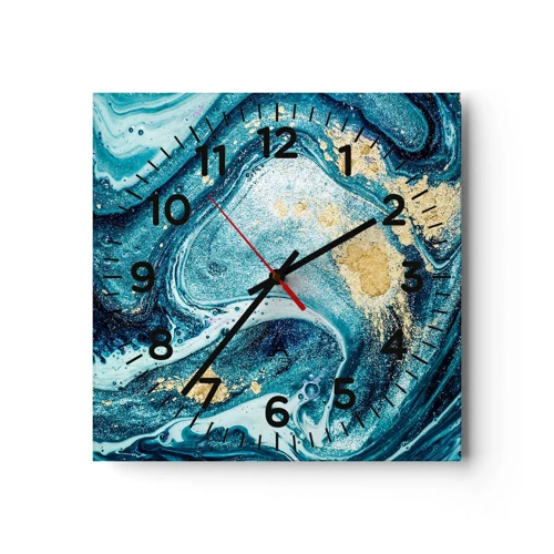 Orologio da parete - Orologio in Vetro - Vortice blu - 30x30 cm