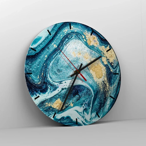 Orologio da parete - Orologio in Vetro - Vortice blu - 40x40 cm