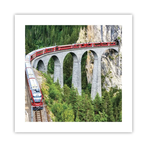 Poster - Il treno tra i monti - 40x40 cm