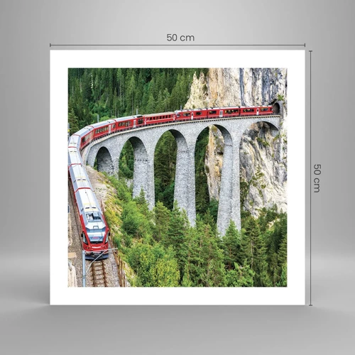 Poster - Il treno tra i monti - 50x50 cm