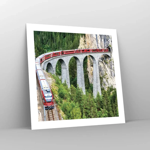 Poster - Il treno tra i monti - 50x50 cm