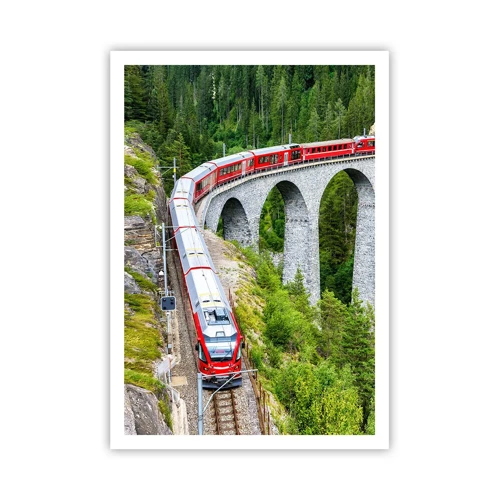 Poster - Il treno tra i monti - 70x100 cm