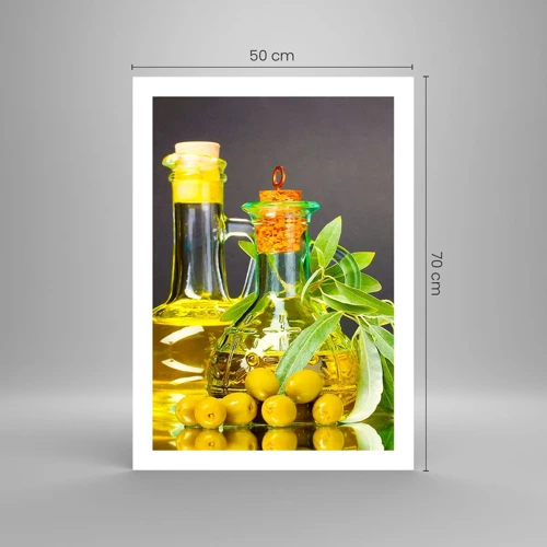 Poster - Natura morta con olive e olio - 50x70 cm