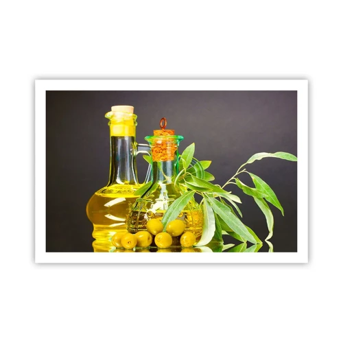 Poster - Natura morta con olive e olio - 91x61 cm