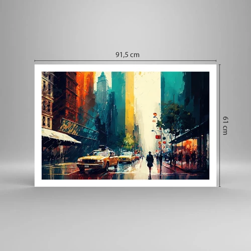 Poster - New York: qui anche la pioggia è colorata - 91x61 cm