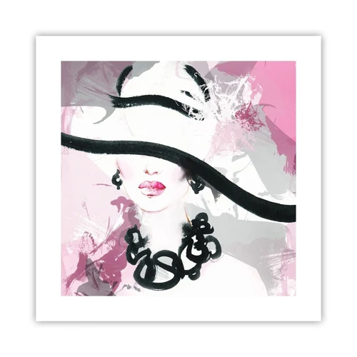 Poster - Ritratto di donna in nero e rosa - 40x40 cm