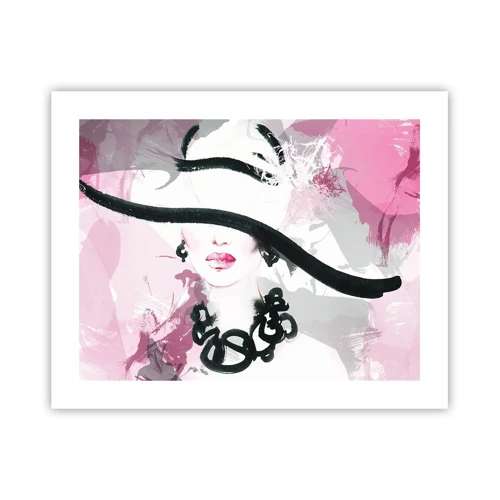 Poster - Ritratto di donna in nero e rosa - 50x40 cm