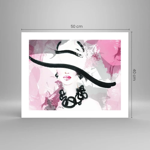 Poster - Ritratto di donna in nero e rosa - 50x40 cm