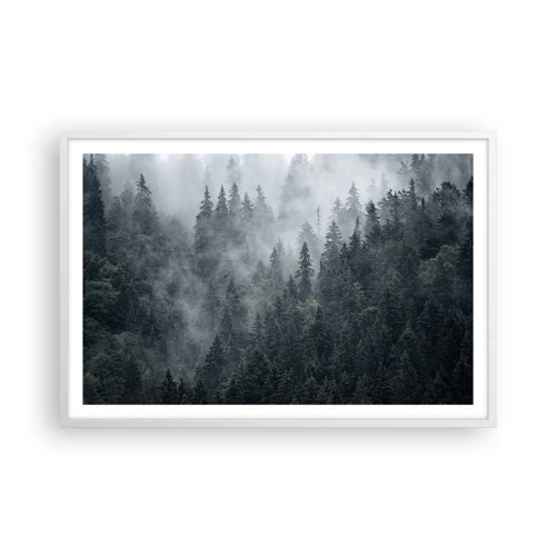 Poster in cornice bianca - Alba nel bosco - 91x61 cm