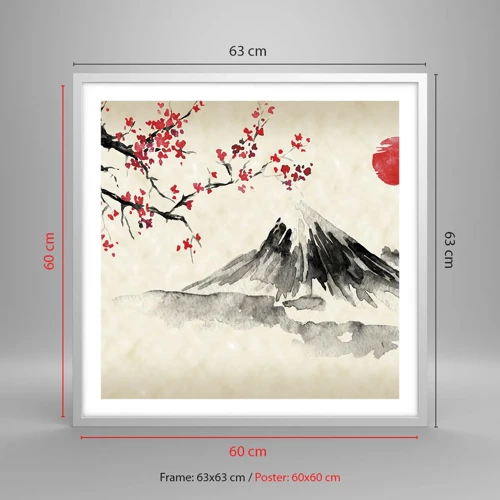 Poster in cornice bianca - Amore per il Giappone - 60x60 cm