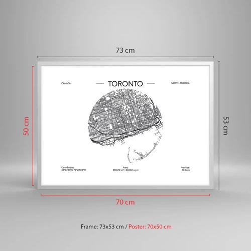 Poster in cornice bianca - Anatomia di Toronto - 70x50 cm