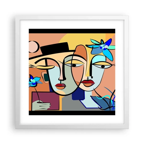 Poster in cornice bianca - Appuntamento in stile Picasso - 40x40 cm