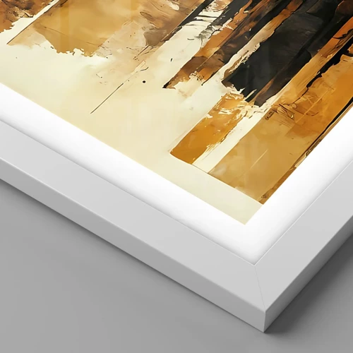 Poster in cornice bianca - Armonia di nero e oro - 50x40 cm